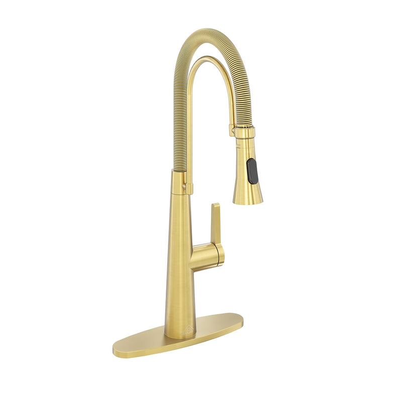 Spring Kitchen Sink Faucet with Detachable Towel Rack, Kitchen Faucet for Kitchen Sink - Brushed Gold