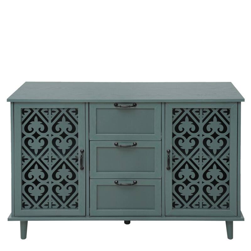 American Style Wood Sideboard Buffet Cabinet with 3 Storage Drawers and 2 Doors