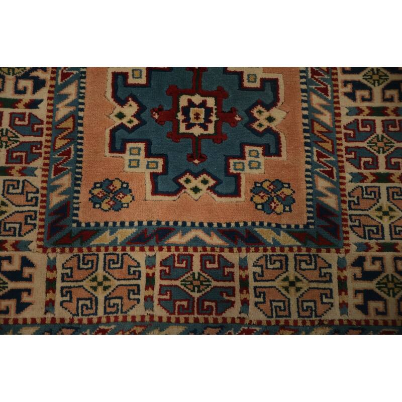 Hand Knotted Oriental 100% Wool Carpet Transitional Geometric Oranges & Rust Anatolian Area Rug - 6' 7'' X 3' 11''