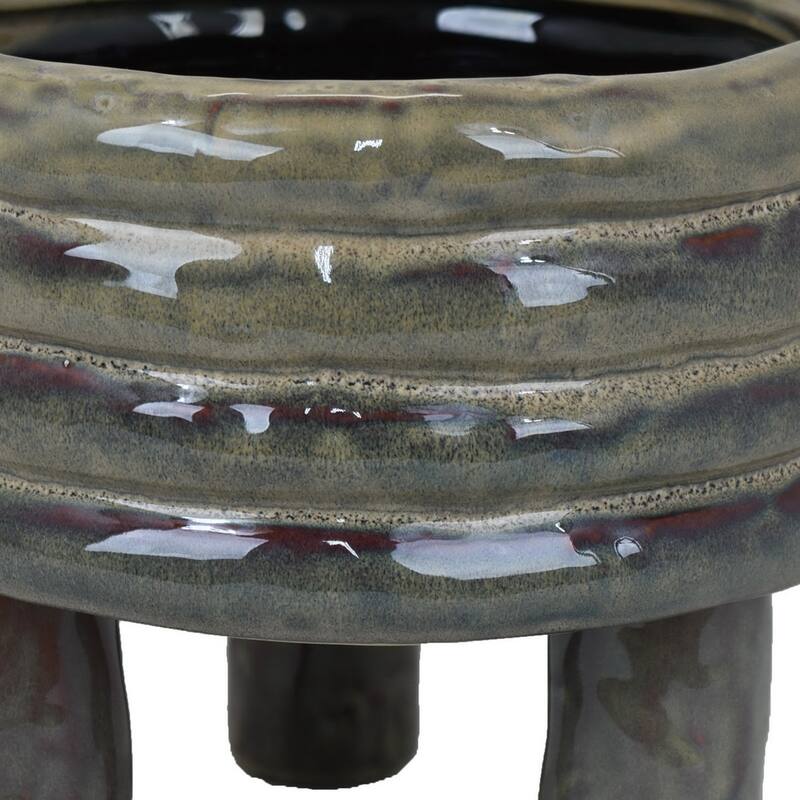 Tank-Inspired Garden Planter Pot, Grey Ceramic for Outdoor and Indoor