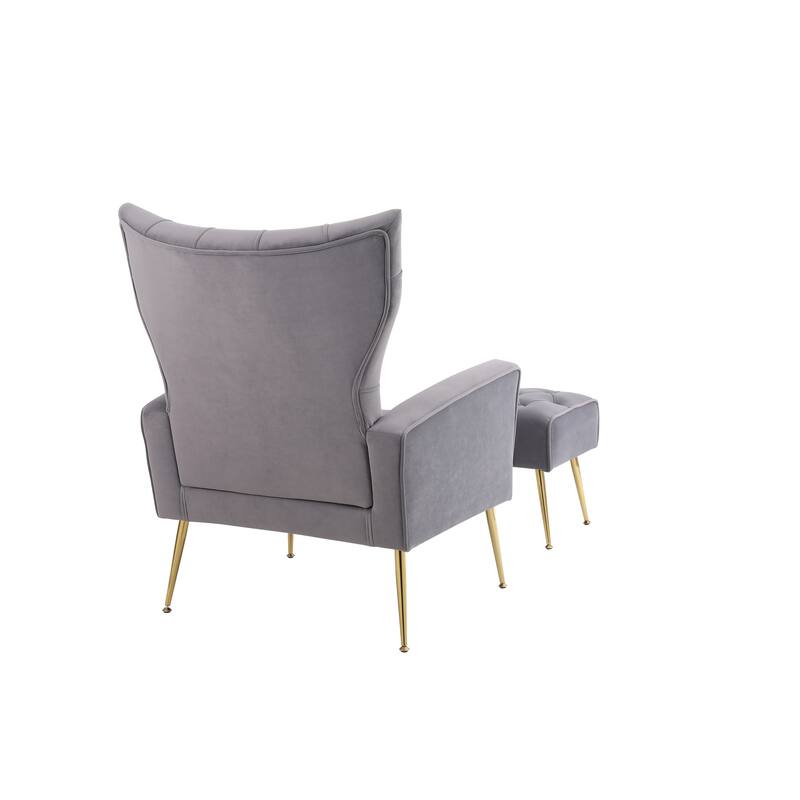 Gray 31.5" Velvet Button Tufted Arm Chair