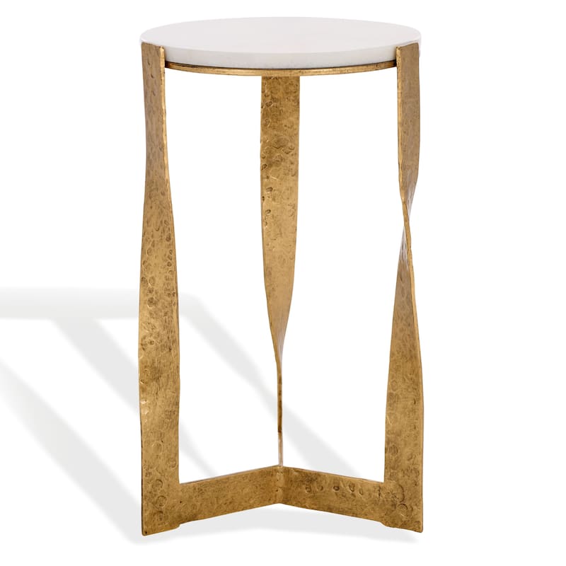 SAFAVIEH Couture Raynie Metal And Marble Accent Table - 12"W x 12"D x 22"H