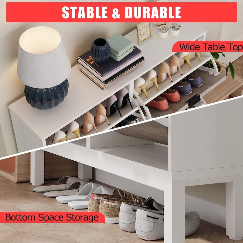 4-Door Farmhouse Shoe Storage Cabinet with Adjustable Shelves
