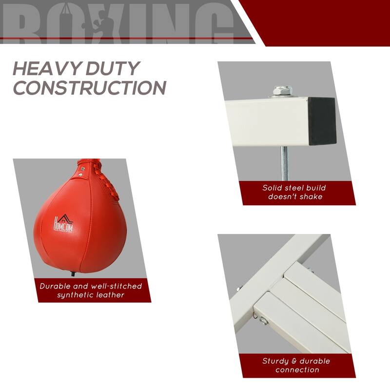 Soozier Free-Standing Speed Bag Platform Punch Bag Station Boxing Stand Heavy Duty Frame White