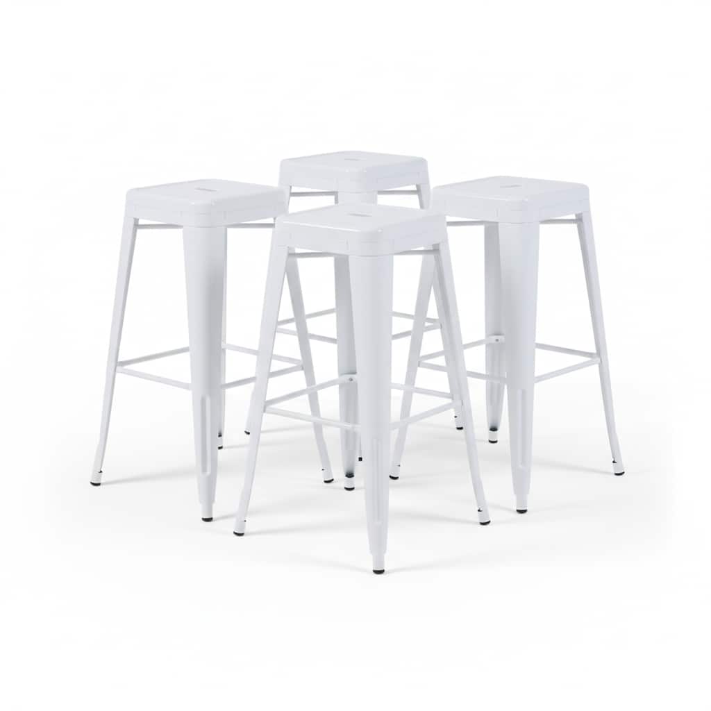 AC Pacific 30 Inch Industrial Stackable Metal BarStools Set of 2