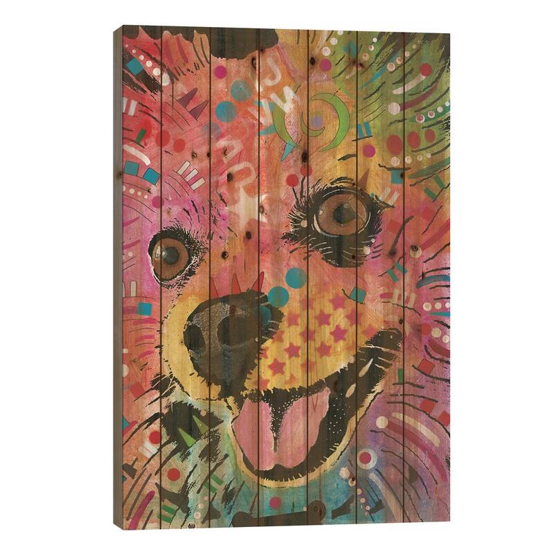 Pomeranian Print On Wood by Dean Russo - Multi-Color - 40x26x1.5
