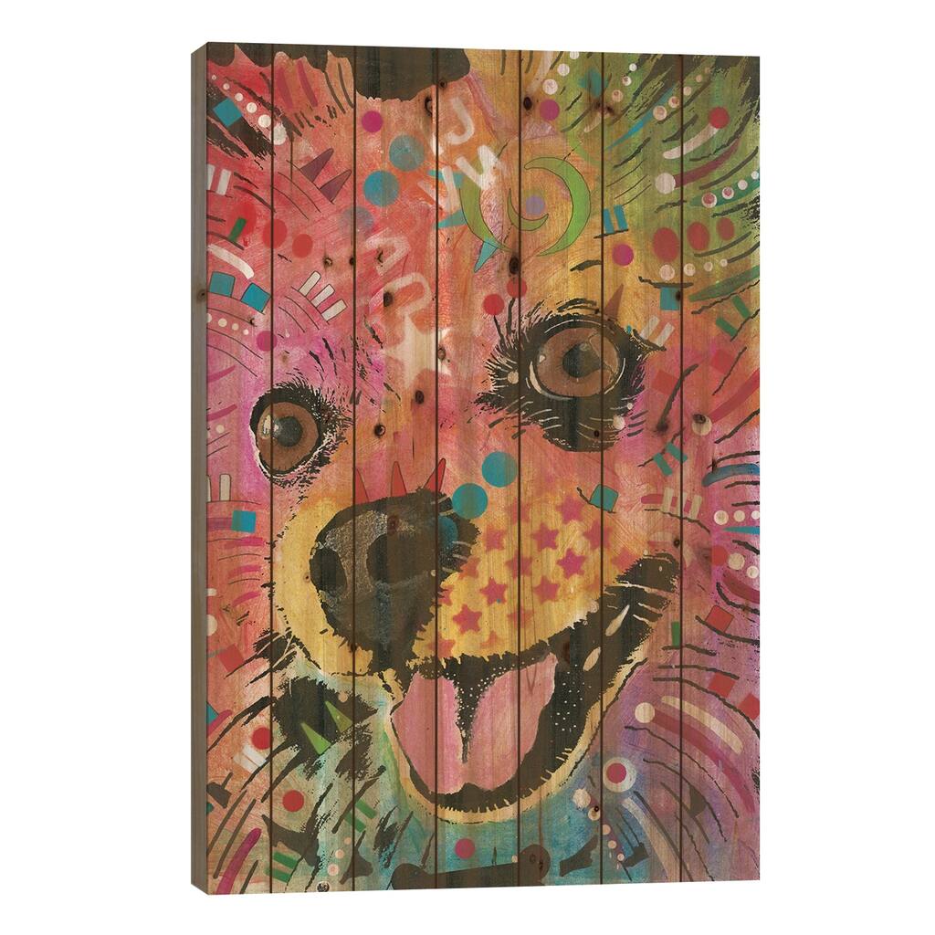 Pomeranian Print On Wood by Dean Russo - Multi-Color