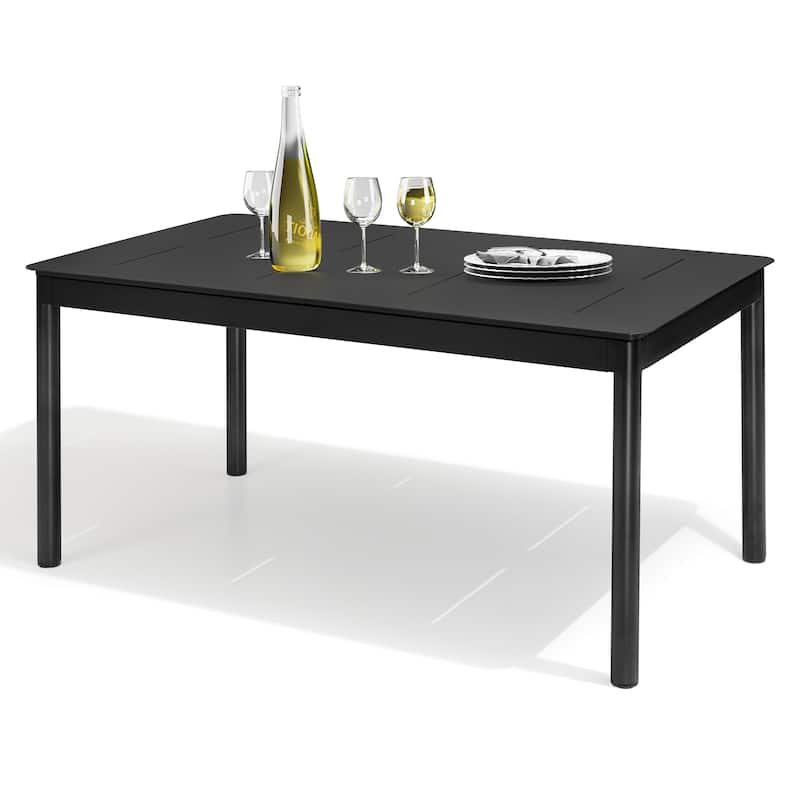 All-aluminum Outdoor Dining Table Extension for 6 or 8 Seats - 63"/94.5" L x 35.43" W x 29.76" H