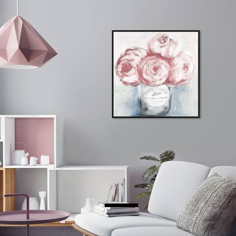 Oliver Gal 'Flower Peony Jam' Floral and Botanical Wall Art Framed Canvas Print Florals - Pink, Gray