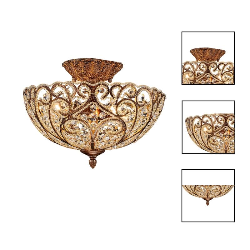 4 Lights bulbs light bronze ceiling light aluminum, Crystal bedroom ceiling fixtures - N/A