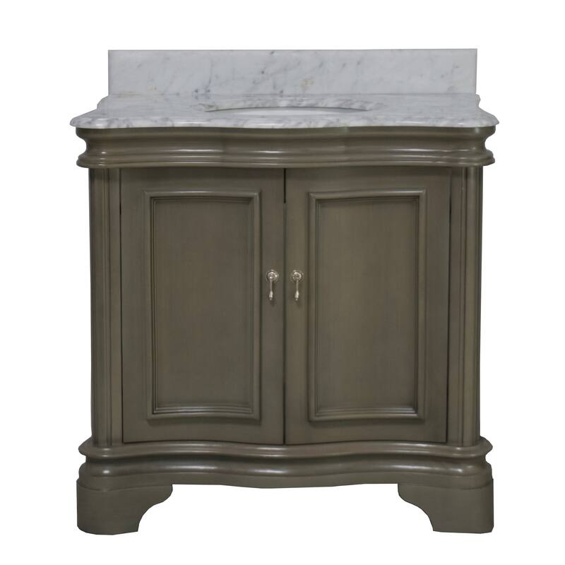 KitchenBathCollection Katherine 36" Bathroom Vanity with Carrara Marble Top