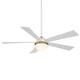 Eclipse Indoor and Outdoor 5-Blade Smart Compatible Ceiling Fan 54in with 3000K LED Light Kit and Remote Control - 54 Inches - Satin Brass Matte White