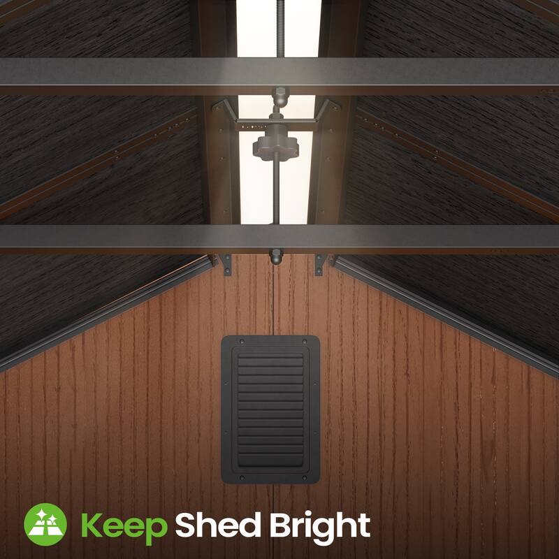 VredHom 8X8/8X10/8X12 FT All-Weather Outdoor Resin Lockable Storage Shed with Windows Floor for Patio Furniture and Tools