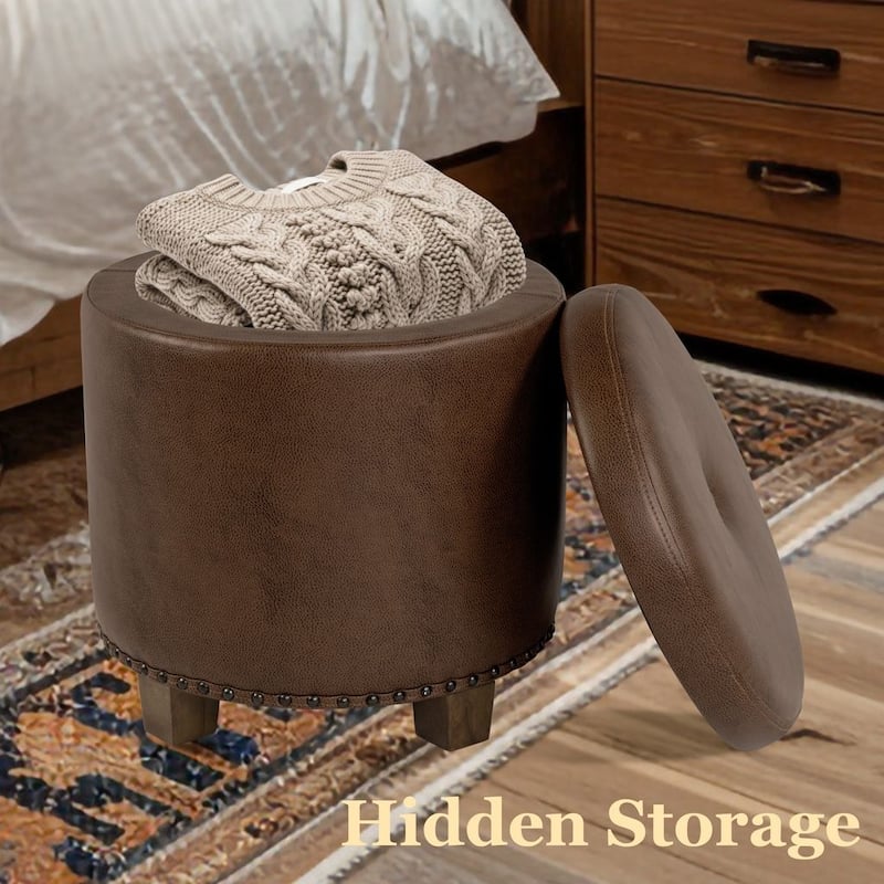 HomePop Storage Ottoman with Nailheads
