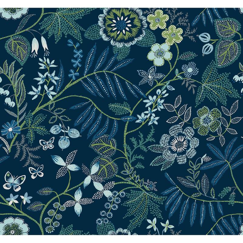 Scott Living Marilyn Dark Blue Floral Trail Wallpaper