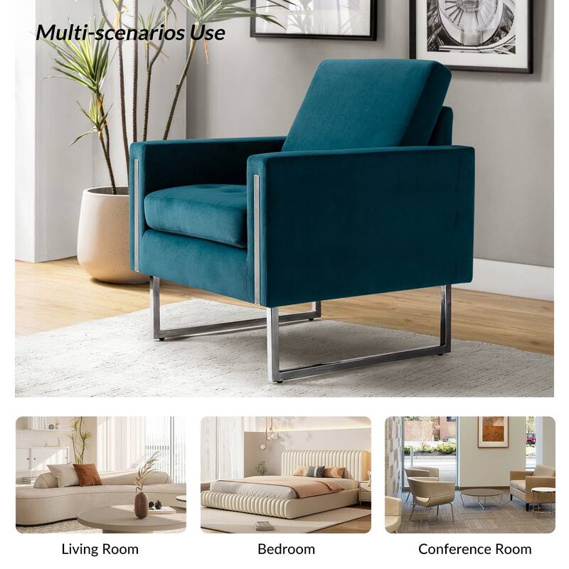 Elastus Modern Velvet Club Chair with Chic Metal Legs Set of 2 by HULALA HOME