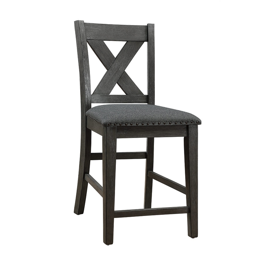 Classic Counter Height Fabric Upholstered Dining Chair Modern Kitchen Side Chairs with X Design Back and Accent Button Set of 2 Bed Bath Beyond 39220640