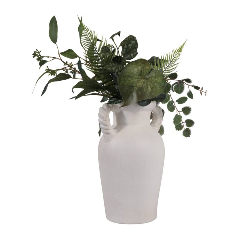 Decorative Textured Amphora Table Vase with Twisted Handles