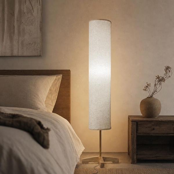47 in Japandi Linen Floor Lamp with 3 Color Temperatures - Bed