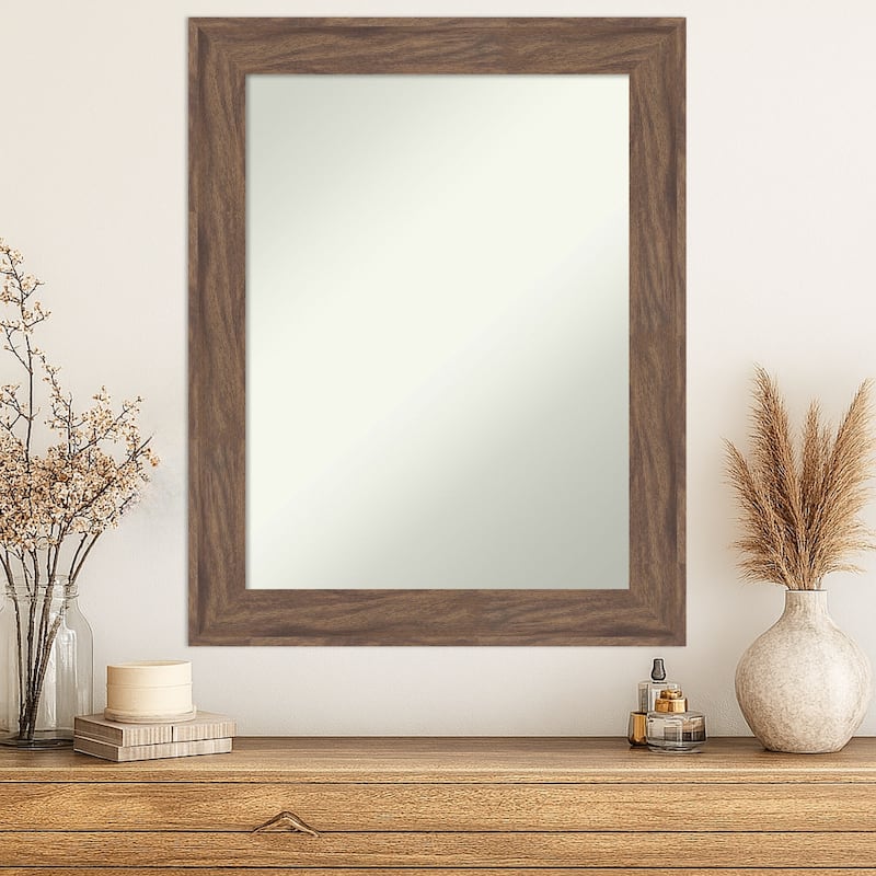 Pia Medium Brown Non-Beveled Framed Wall Mirror - Pia Medium Brown