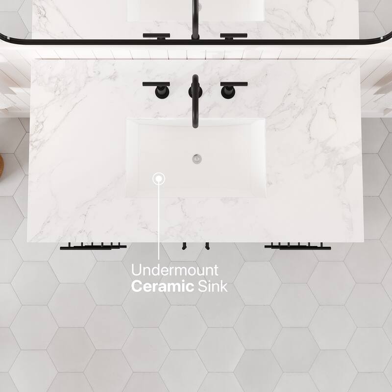 Graham 42"W Oak Bath Vanity with WH Arabescato Engineered Stone Top