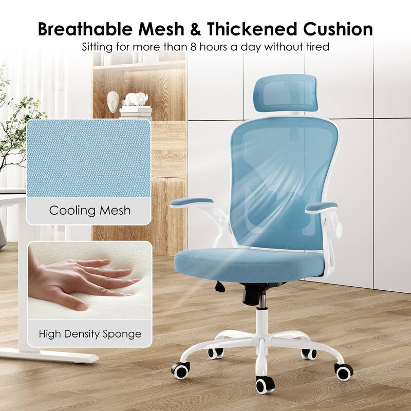 Ergonomic Office Chair, Home Office Desk Chair with Headrest, High Back Computer Chair with Adjustable Lumbar Support