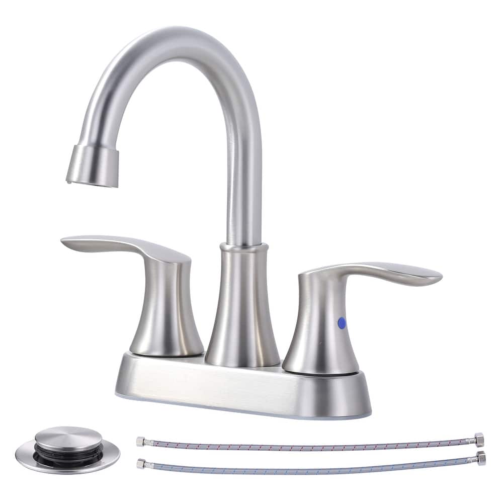 WOWOW 4 in. Centerset Double Handle High Arc Bathroom Faucet