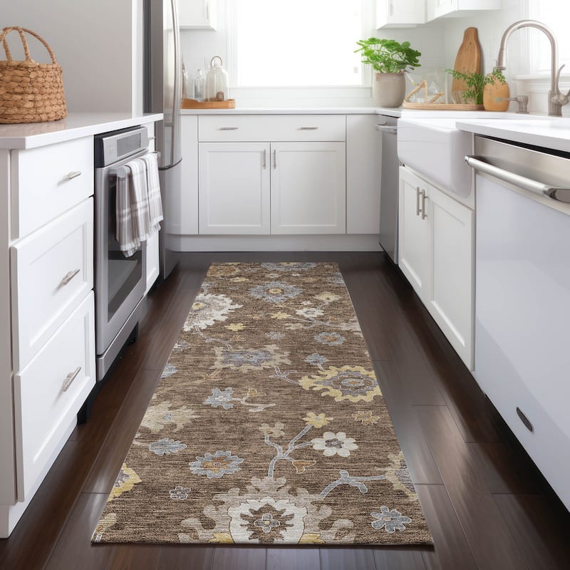 Machine Washable Indoor/ Outdoor Chantille Traditonal Kashan Rug