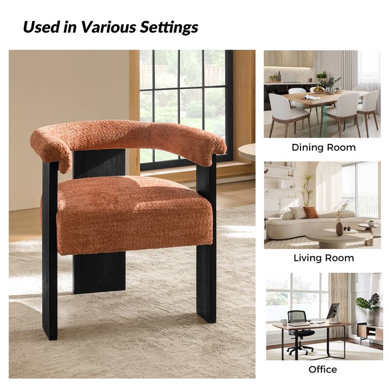 Georg Modern Boucle Dining Chair with Solid Wood Legs Set of 2 by HULALA HOME