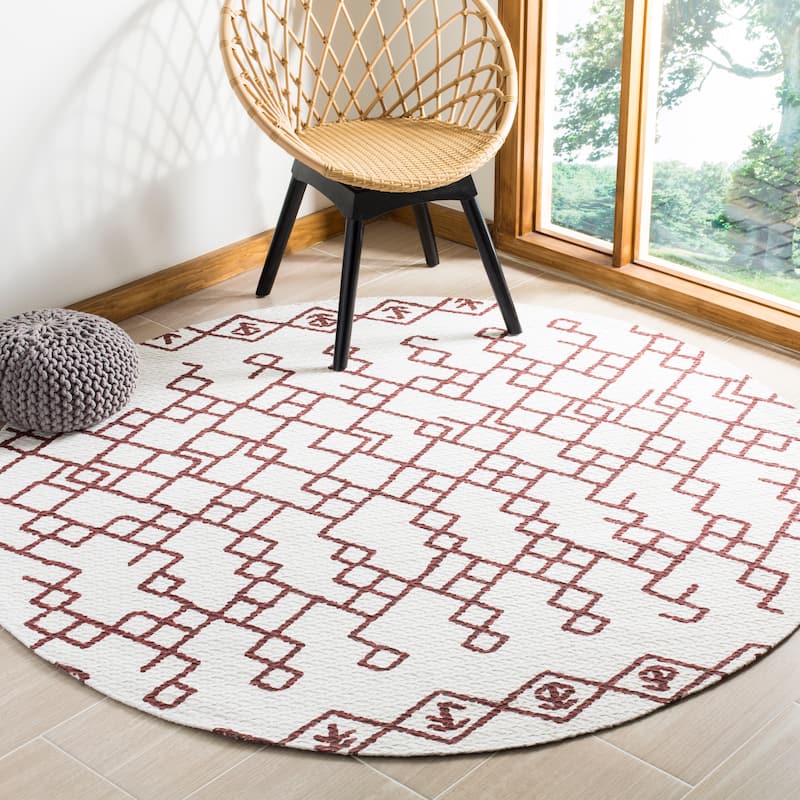 SAFAVIEH Handmade Cedar Brook Jowanka Modern Cotton Rug - 6' Round - Ivory/Rust