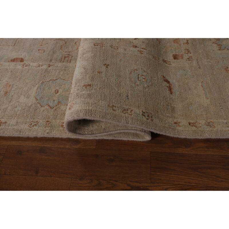 Floral Vegetable Dye Oushak Turkish Large Rug Hand-Knotted Wool Carpet - 10'3"x 13'9"