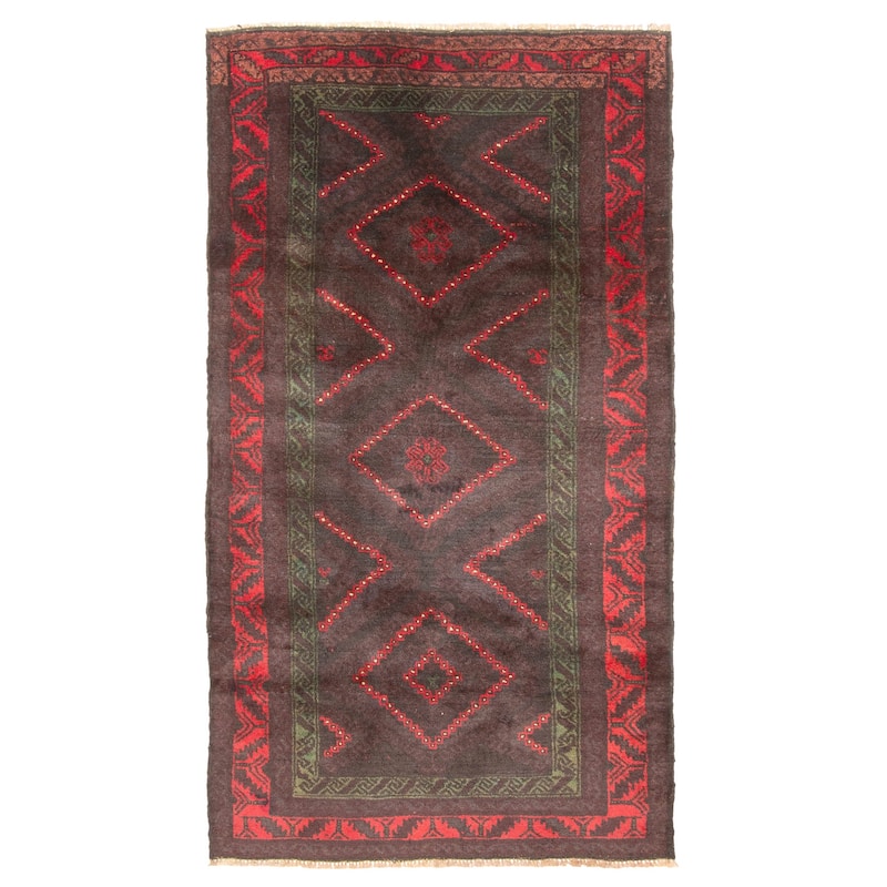 ECARPETGALLERY Hand-knotted Teimani Dark Brown Wool Rug - 3'4 x 6'1