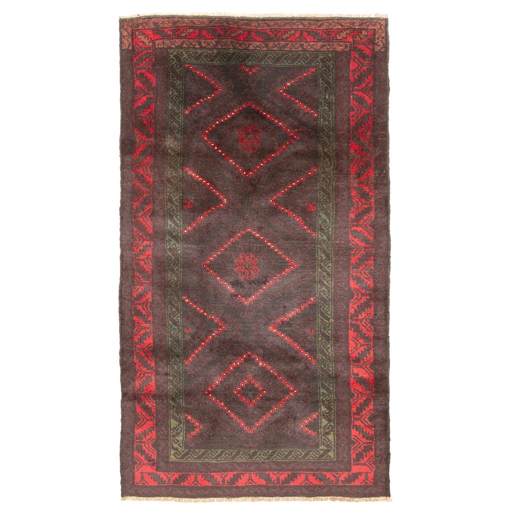 ECARPETGALLERY Hand-knotted Teimani Dark Brown Wool Rug - 3'4 x 6'1