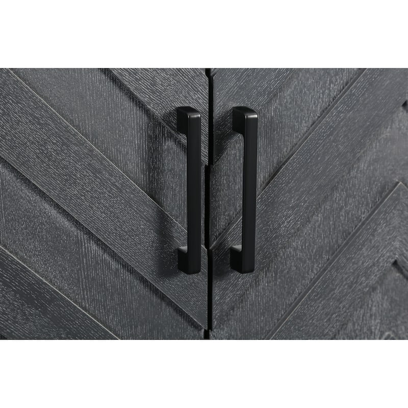 GDFStudio - Heritage Stripe Vintage Wooden Buffet Storage Cabinet with 4 Doors