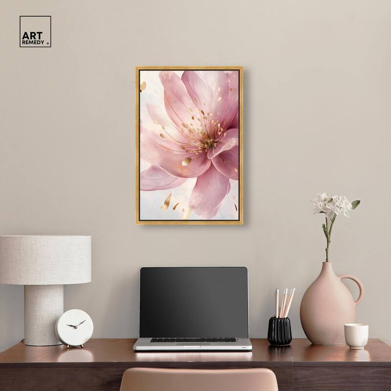 Pink and Gold Bloom Canvas by Art Remedy