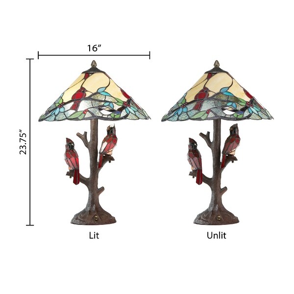 Copper Grove Tongamamao 3-light Stained Glass Cardinal Lamp (23.75