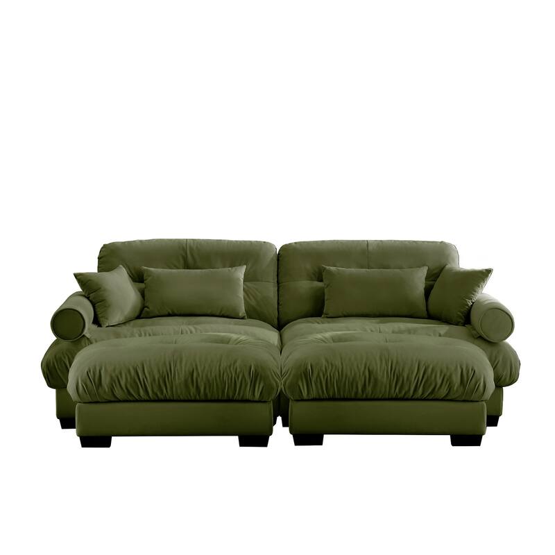 Modern Sectional Couch Comfortable Upholstered Sofa Set with Lumbar Pillow and Throw Pillow for Living Room