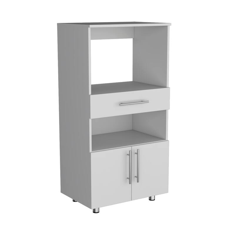 Pantry Cabinet with Microwave Stand, Multi-Functional with Drawer and 2-Door