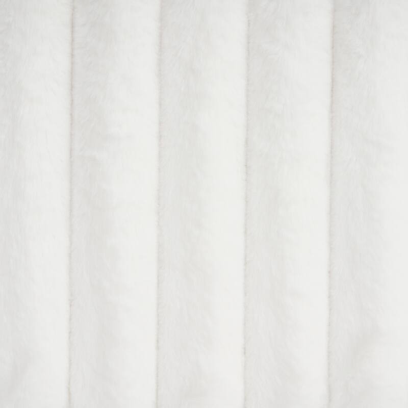 Roomfitters White Boucle Upholstered Bed, Wavy Headboard with Vertical Stitching