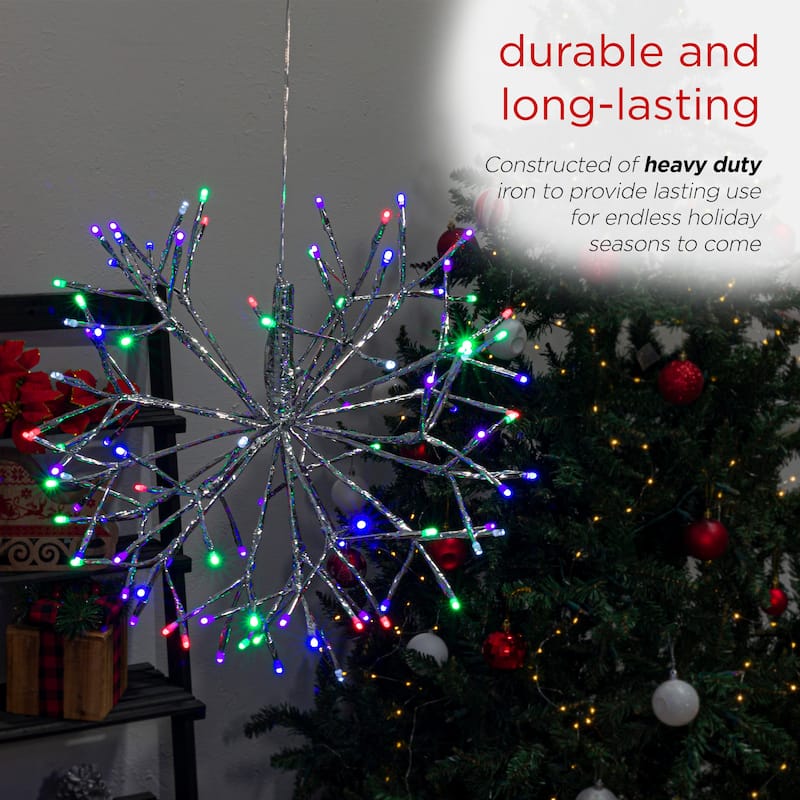 Alpine Corporation 16"H Indoor Holiday 3D Snowflake Hanging Ornament with LED Lights