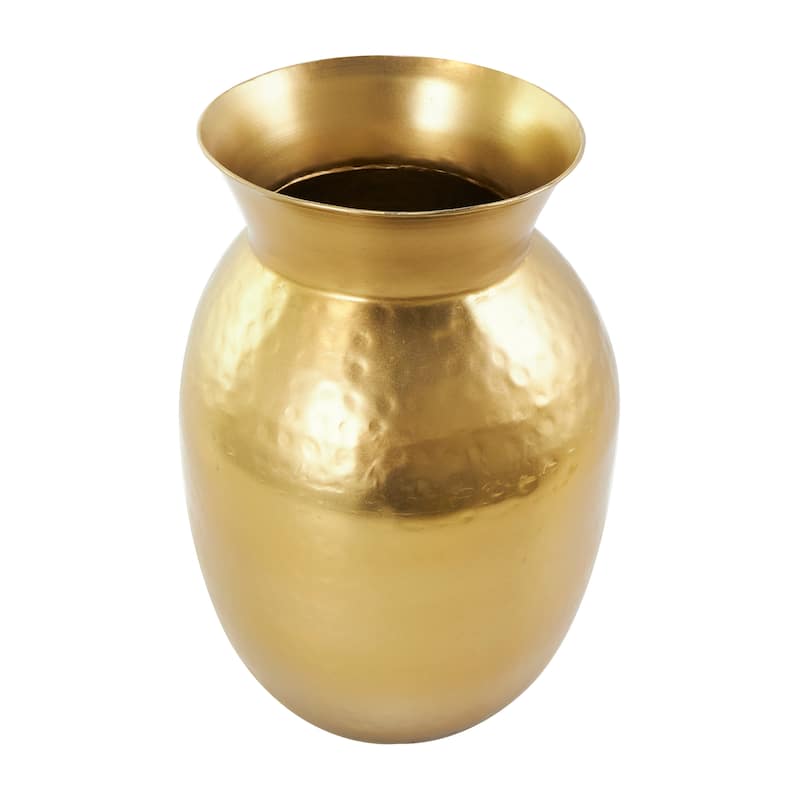 Gold Metal Hammered Spotted Decorative Vase