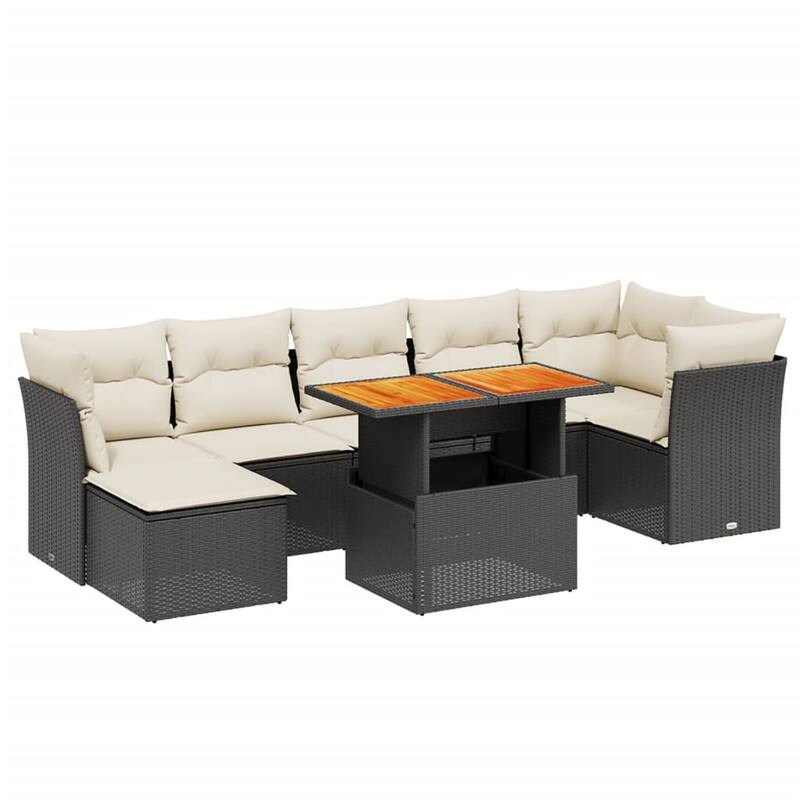 vidaXL Patio Sofa Set with Cushions Sofa Modules and Table 8 Piece Poly Rattan - 21.7 x 39.4 x 28.7