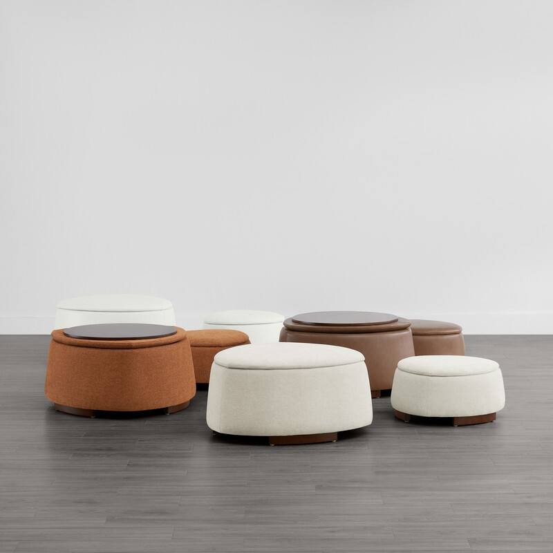 Bridget Storage Ottoman Set Stone-Shaped Footrest for Living Room