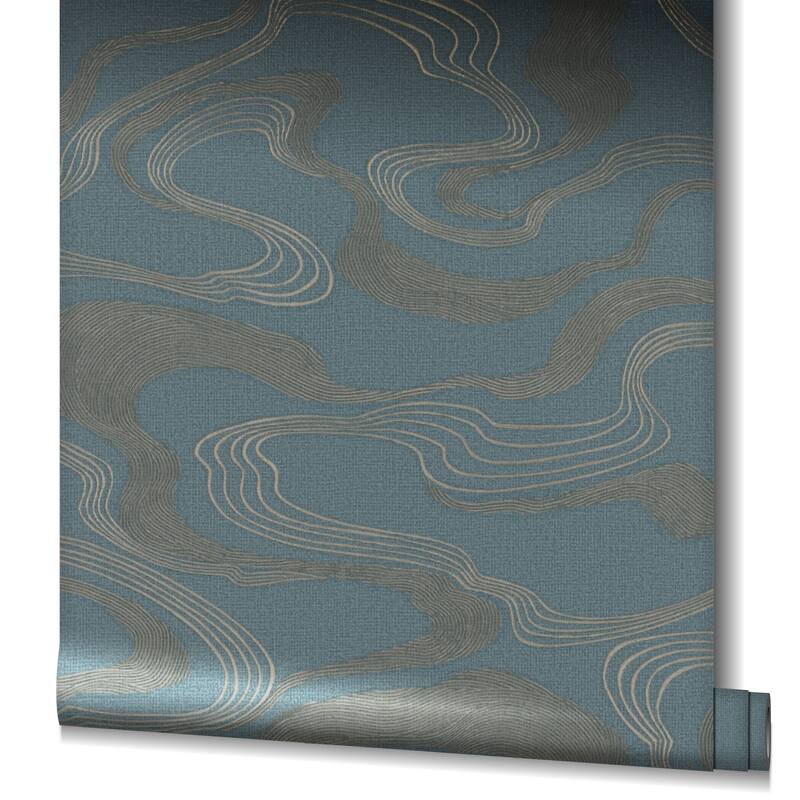 Galerie Wallcoverings Kumano Textured Abstract Flow Design Vinyl on Non-woven Pearlescent Wallpaper Roll