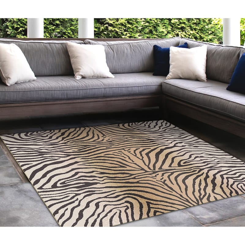 Liora Manne Carmel Zebra Indoor/Outdoor Rug Sand