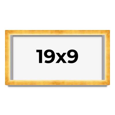 19x9 Shadow Box Frame Gold | 1.625 Inches Deep Real Wood Traditional