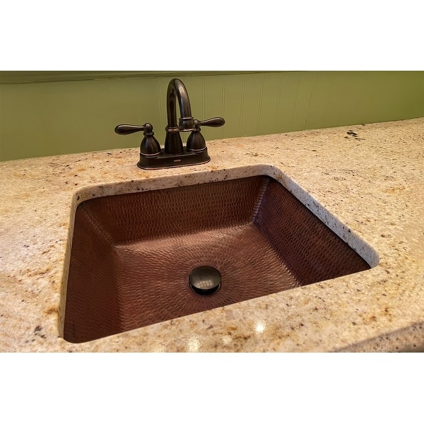 slide 2 of 14, 19-in Rectangle Under Counter Hammered Copper Bathroom Sink (LREC19DB)