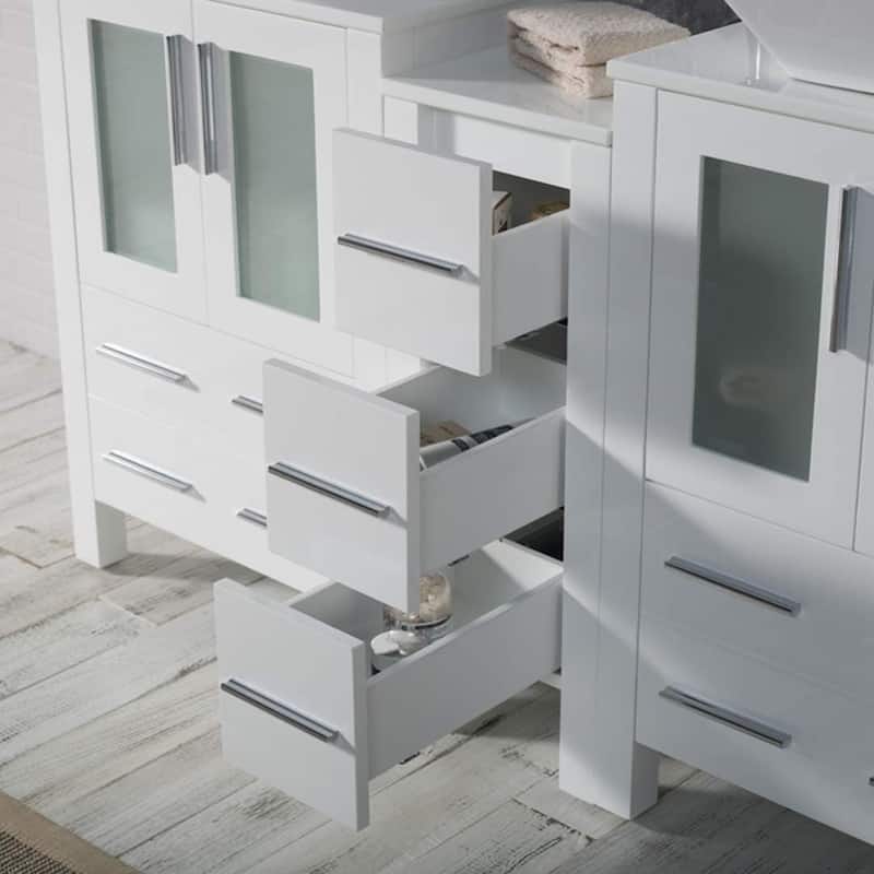 Blossom Sydney 60 Inch Double Sink Vanity with Side Cabinet & Mirrors