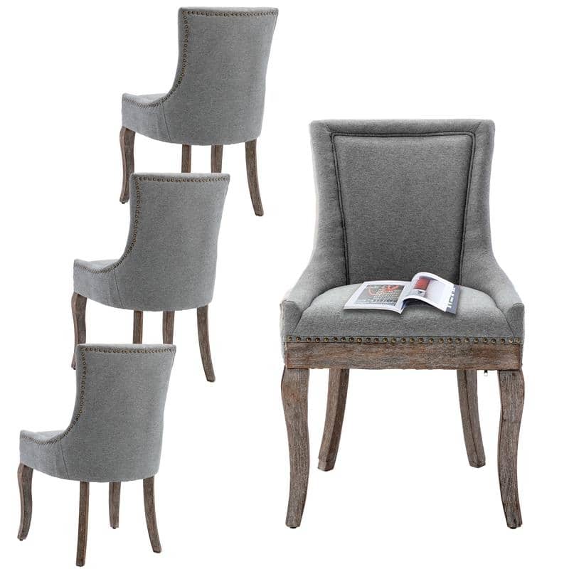 Thickened Side Dining Chair with Solid Wood Legs Set of 2