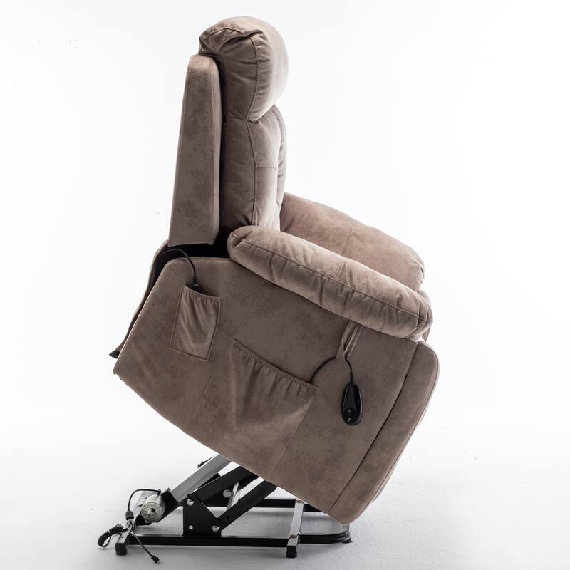 Power Lift Recliner Chair with Heat & Massage, Electric Lift Chair with Hidden Cup Holder, Oversized Lounge Sofa Chair